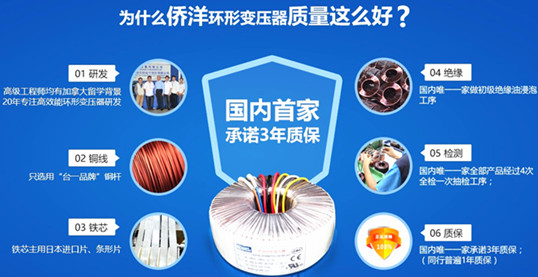 侨洋环形变压器厂家承诺3年质保，年产值2亿的环形变压器香港上市公司