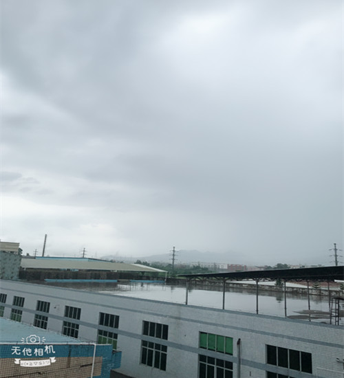台风贝碧嘉登录啦，侨洋实业环形变压器制造基地已是大雨倾盆。